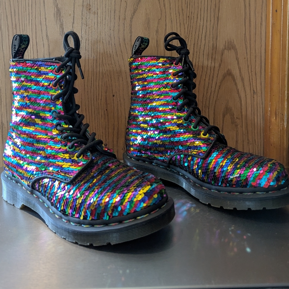 Dr. Martens 1460 Pascal Sequin Rainbow 16 Hole Boots